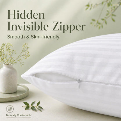 100% Cotton 600TC 4PC Pillow Protectors with Zipper Standard Size Hypoallergenic Breathable Hotel Collection Pillow Covers Ultra Soft 20 x 26 Inches Pillowcases