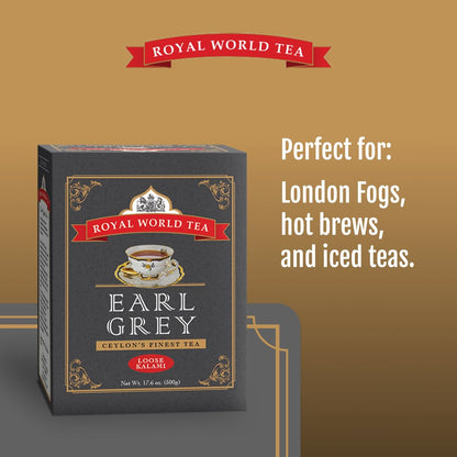 Royal World Loose Leaf Earl Grey Tea - Ceylon Black Tea Blend, 17.6 oz