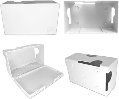 Cable Management Box ABS 12.6x7.9x4.5in, White, Mounting Kit Included