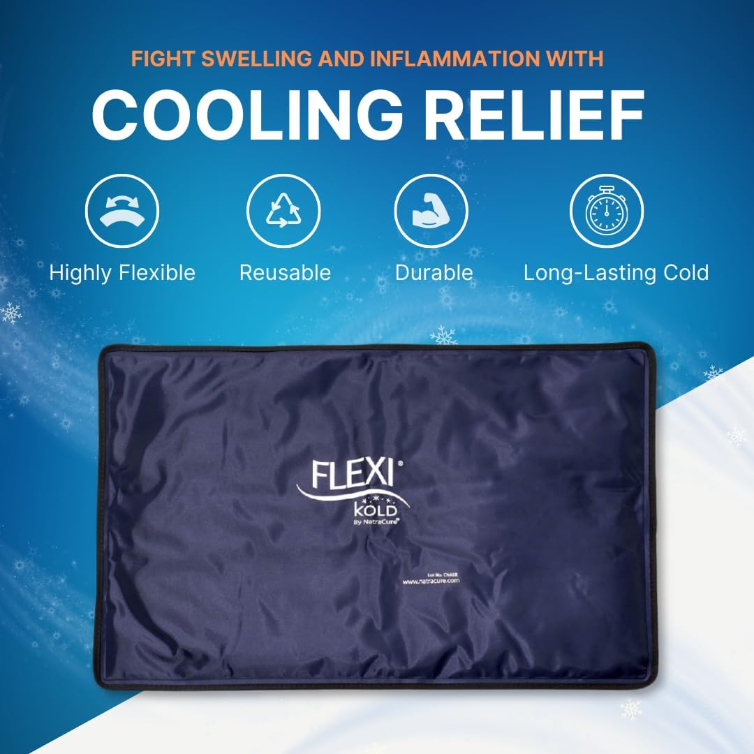 2 FlexiKold Gel Ice Packs (Standard Large: 10.5" x 14.5") - Reusable Cold Pack for Injuries, for Back Pain Relief, Migraine Relief Pad, After Surgery, Postpartum, Headache, Shoulder - 6300-COLD 2PK