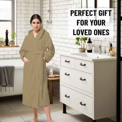 KAHAF COLLECTION Women Hooded 100% Cotton Terry Bathrobe, Soft Absorbent Quick Dry Robe for Spa, Shower & Home Wear