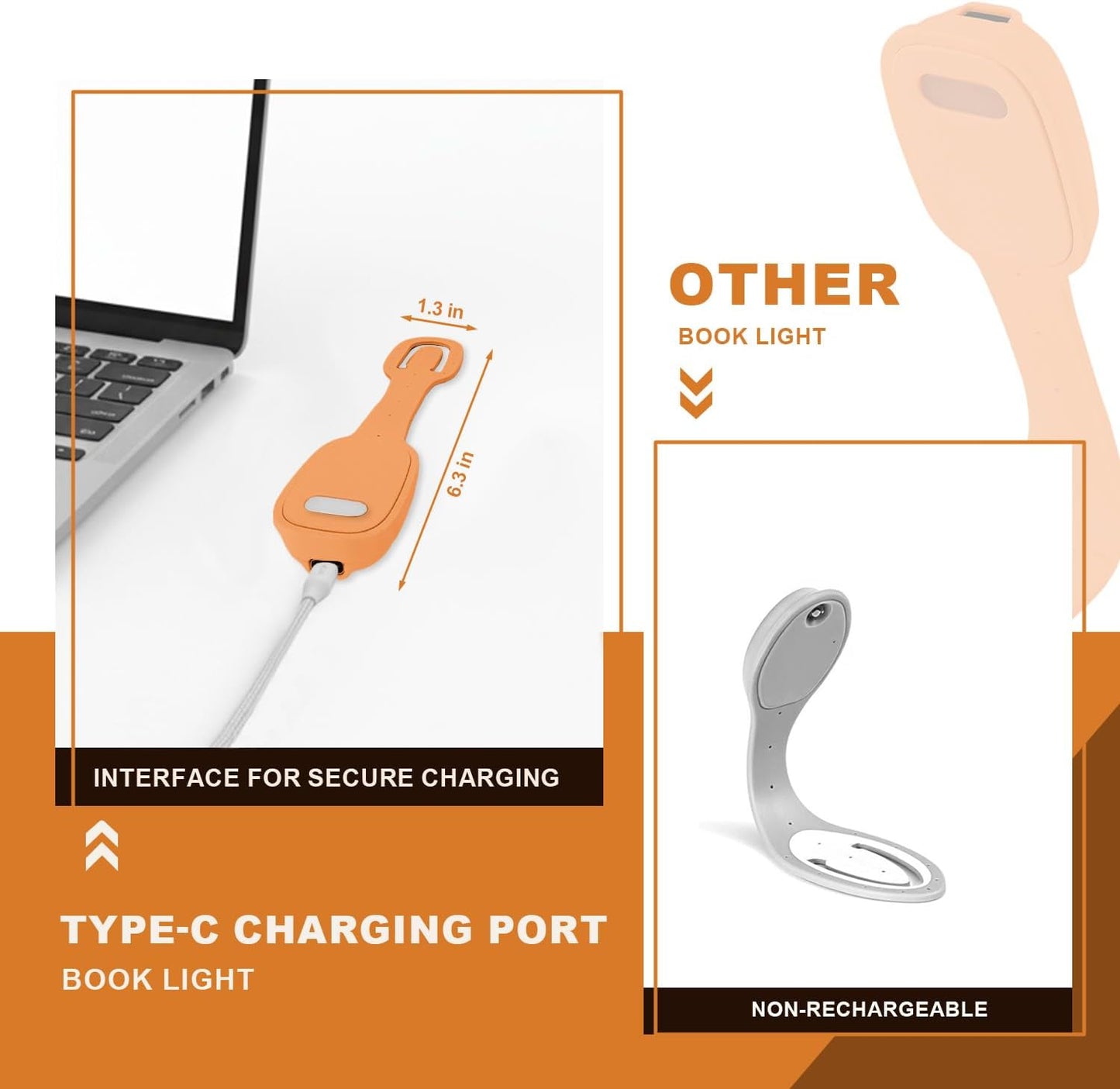 Rechargeable Kids Book Light, Cute Bookmark Reading Light for Kids, Dimmable Portable LED Book Light for Reading in Bed, Eye-Caring Bedtime Reading Lamp for Children & Travel, Black