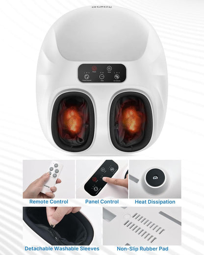 RENPHO Foot Massager Machine with Heat [2026 Upgraded], Plantar Fasciitis FSA Eligible HSA Massager, Shiatsu Foot Massager for Neuropathy, Birthday Self Care Gifts for Women Men, Up to Size 14, Black