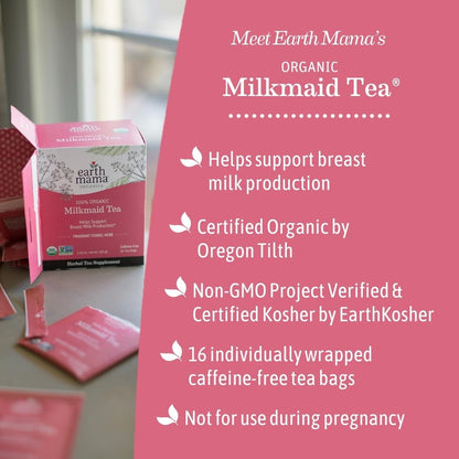 Earth Mama - Organic Milkmaid Tea, Lactation Support - 32 Teabags
