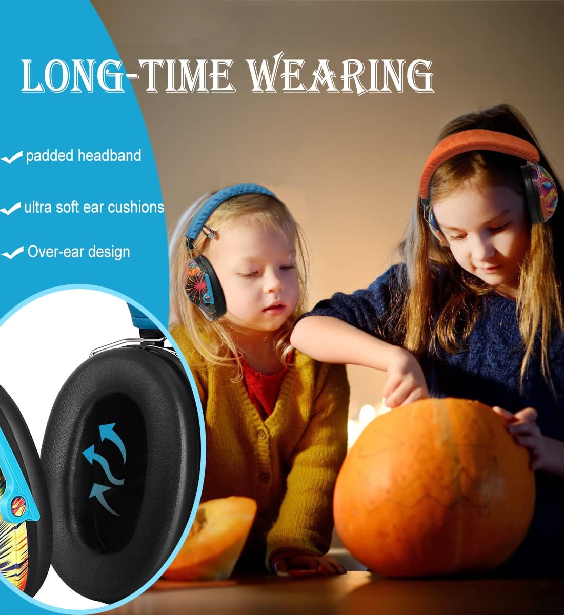 PROHEAR 032 Kids Ear Protection – Ear Muffs for Noise Reduction, 25NRR Noise Cancelling Headphones for Kids,Toddlers, Autism, Sensory Use, Hearing Protection – Orange