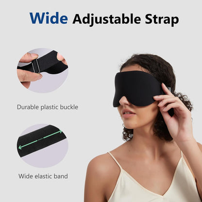 ALASKA BEAR Sleep Mask for Side Sleepers Patented Design, Cup-Shaped and Extra-Soft, 100 Blackout Eye Mask Shades Cover for Men and Women Home or Travel, Machine Washable, Black
