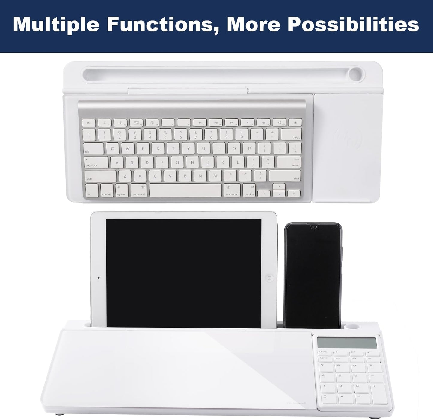 TSJ OFFICE Whiteboard Weekly Dry-Erase-Board - Desktop White Board Calendar Desk Organizers with Accessories Computer Keyboard Stand with Drawer, for Office, Home, School Supplies - White Calendar