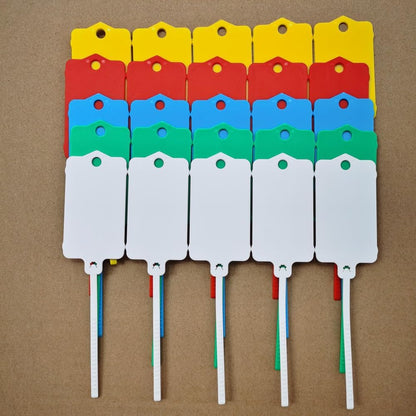 100pcs Reusable Blank Plastic Tags Ties Key Tags 1.45"*2.48" Serrated Tension Sealing Strap with Large Label Plastic Tie Mark Label Waterproof Hang Sign Write on Tag (White, 100pcs)