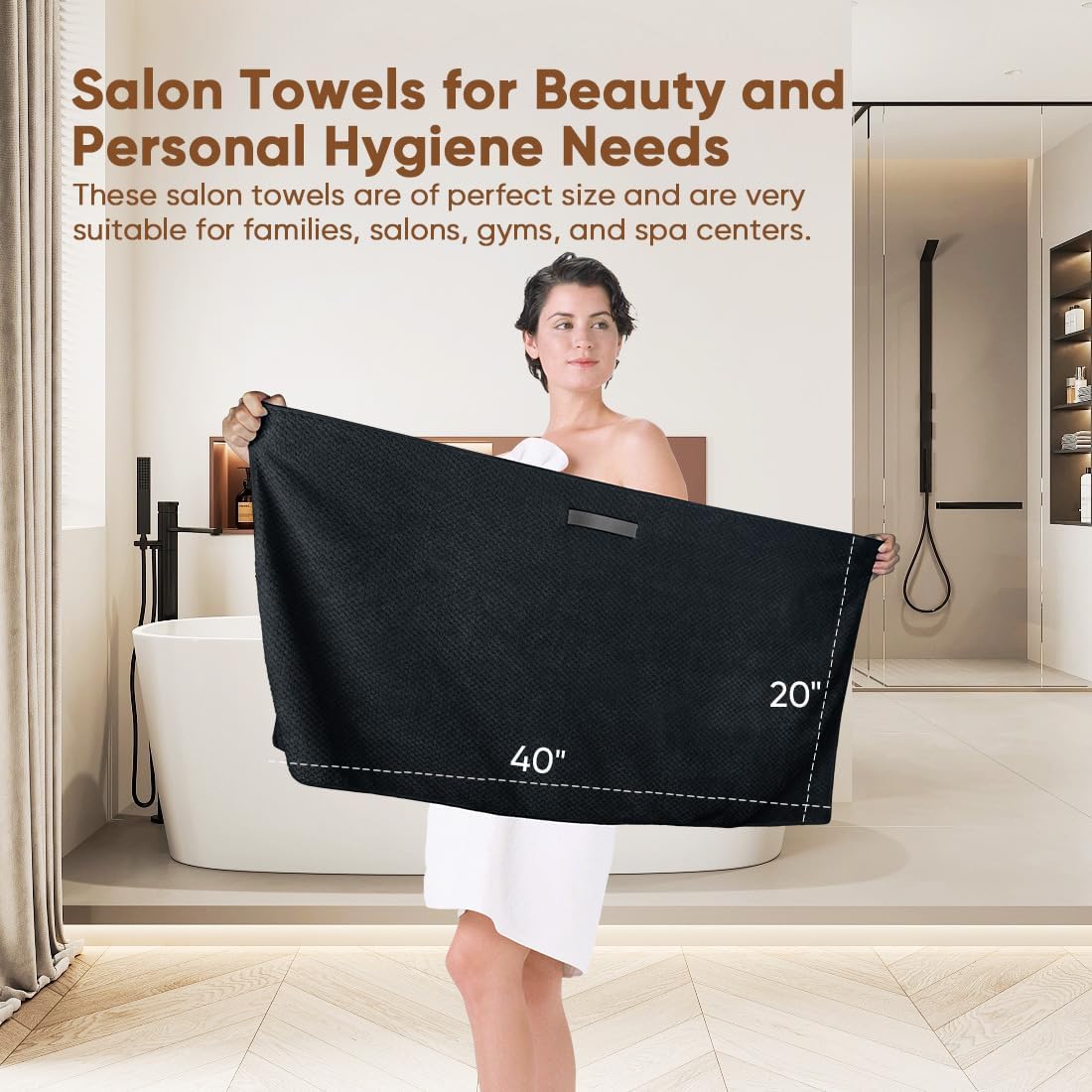 HOMEXCEL 5 Pack Microfiber Hair Towels - 40 x 20 inches Super Soft, Fast Drying Turbans for Long, Thick, Curly Hair - Anti Frizz Wrap with Elastic Strap