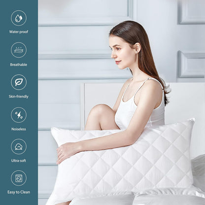 UNILIBRA Queen Mattress Protector Waterproof, Deep Pocket Mattress Pad Cover Fits to 6''-21'', Breathable Hollow Cotton Filling Quilted Mattress Protector for Queen Size