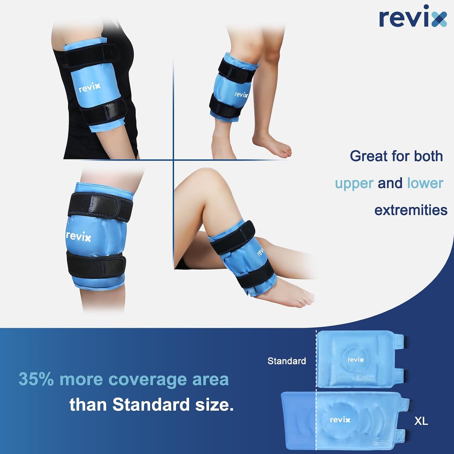 REVIX 19" Extra Large Knee Ice Pack Wrap Around Entire Knee, Reusable Gel Cold Pack for Discomfort and Post-Workout Fatigue, Cold Compress, Enhance Comfort and Recovery