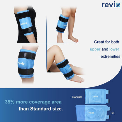 REVIX 19" Extra Large Knee Ice Pack Wrap Around Entire Knee, Reusable Gel Cold Pack for Discomfort and Post-Workout Fatigue, Cold Compress, Enhance Comfort and Recovery