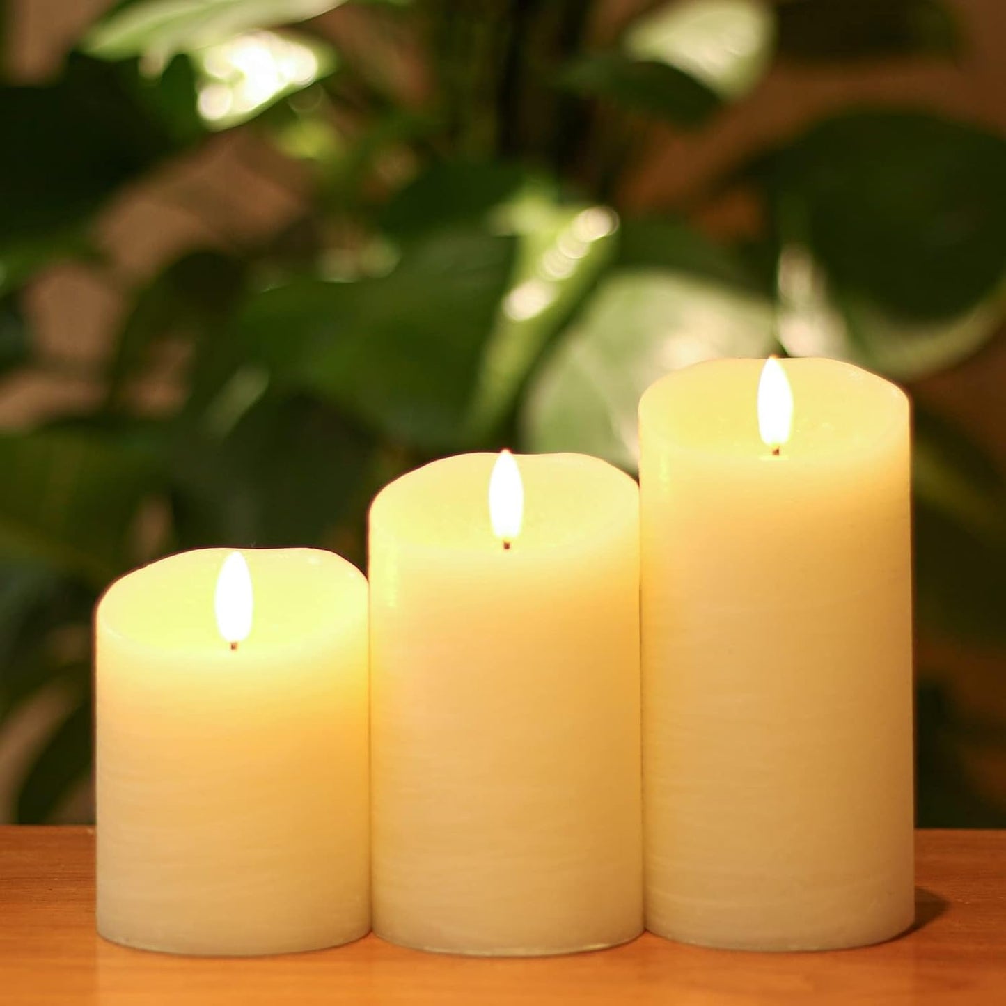 ANGELLOONG Flickering Flameless Candles, Realistic Battery Operated Candles with Remote and Timer, Set of 3 LED Candles for Fall Room Home Wedding Decor Centerpieces Table Party Christmas Decorations