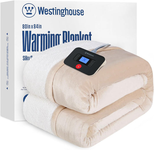 Westinghouse Heated Throw Blanket, Electric Blanket Throw with 6 Heating Levels and 2-10 Hours Time Settings, Flannel to Sherpa Super Cozy Heated Blanket Machine Washable, 50x60 inch, Charcoal