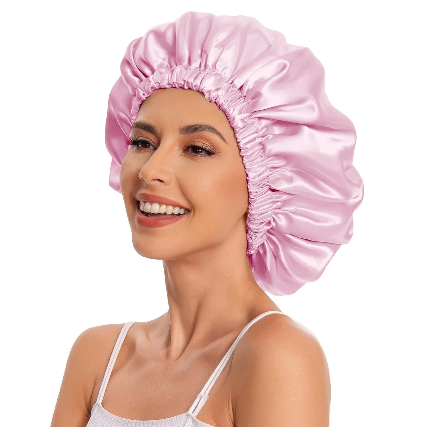 Satin Bonnet Silk Bonnet Hair Bonnet for Sleeping-Slouchy Beanie Hat Satin Sleep Cap for Women's Natural & Curly Hair(Blue Zircon)