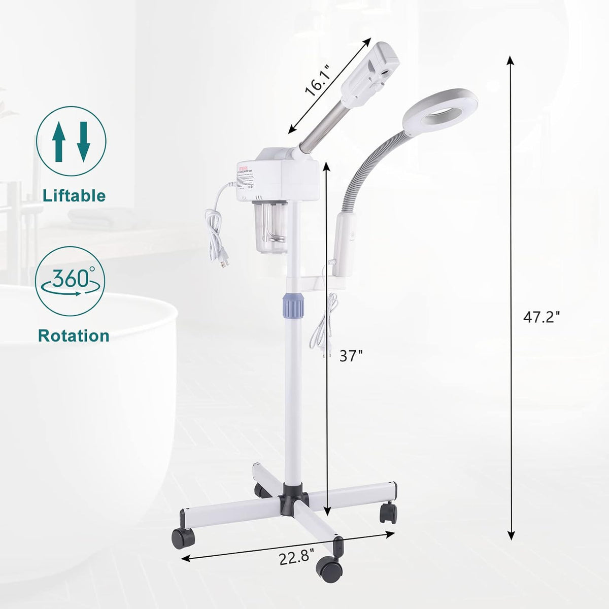 Winado 2 in 1 Facial Steamer with 5X Magnification Light, Deep Cleaning