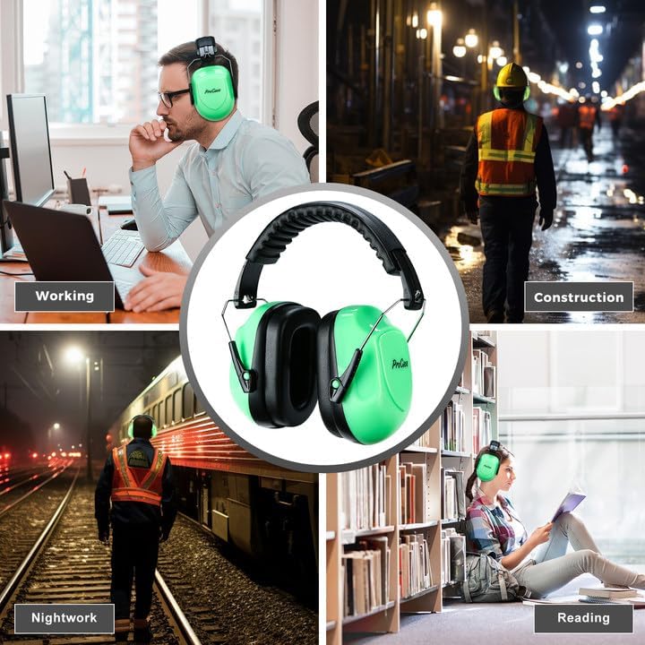 ProCase NRR 28dB Noise Reduction Ear Muffs, Foldable Adjustable Passive Noise Cancelling Headphones for Adults Kids Autism, Hearing Protection for Shooting, Construction, Mowing, Studying -Black - Colors A