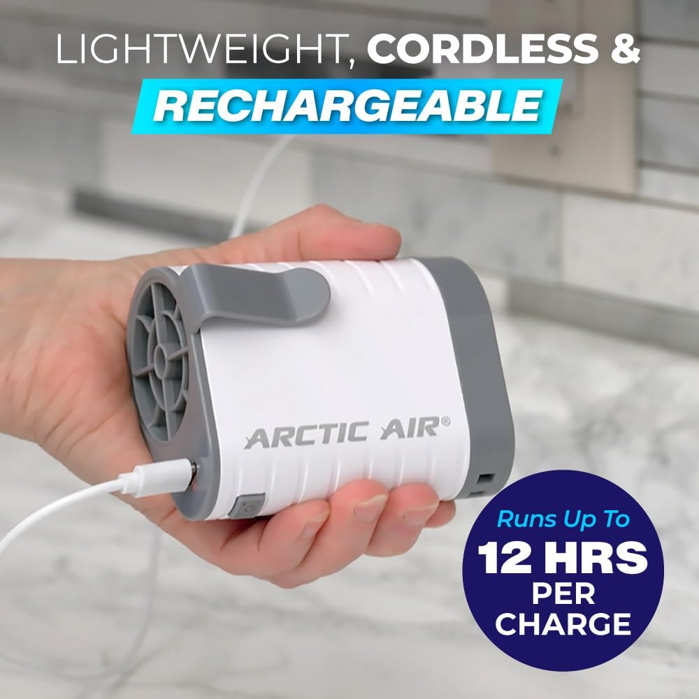 Arctic Air Breeze Jet Wearable Neck Fan, Clip On Portable Fan, 3 Speed