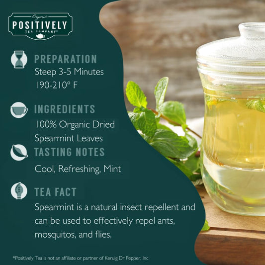 Positively Tea, Organic Spearmint Leaf Herbal Tea Bags, 20 Count