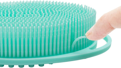 Pink Exfoliating Body Scrubber and Shower Brush - Soft Silicone Loofah for Kids and Adults - All Skin Types