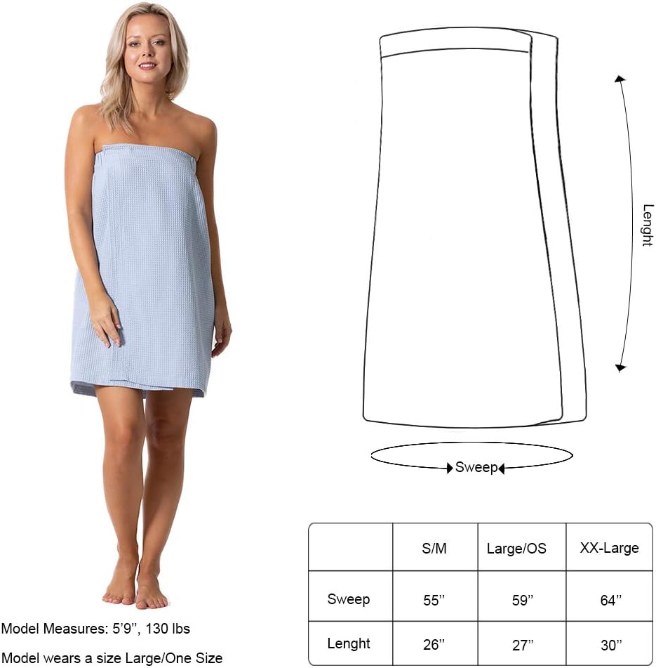 Turkish Linen Women’s Waffle Spa Body Wrap with Adjustable Closure