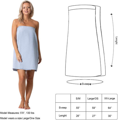 Turkish Linen Women’s Waffle Spa Body Wrap with Adjustable Closure