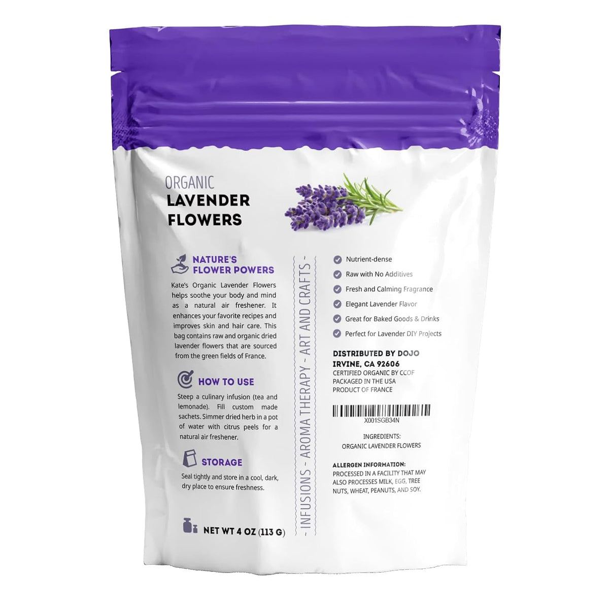 Kate Naturals Dried Lavender Flowers for Tea, Syrup, Lemonade (4oz)