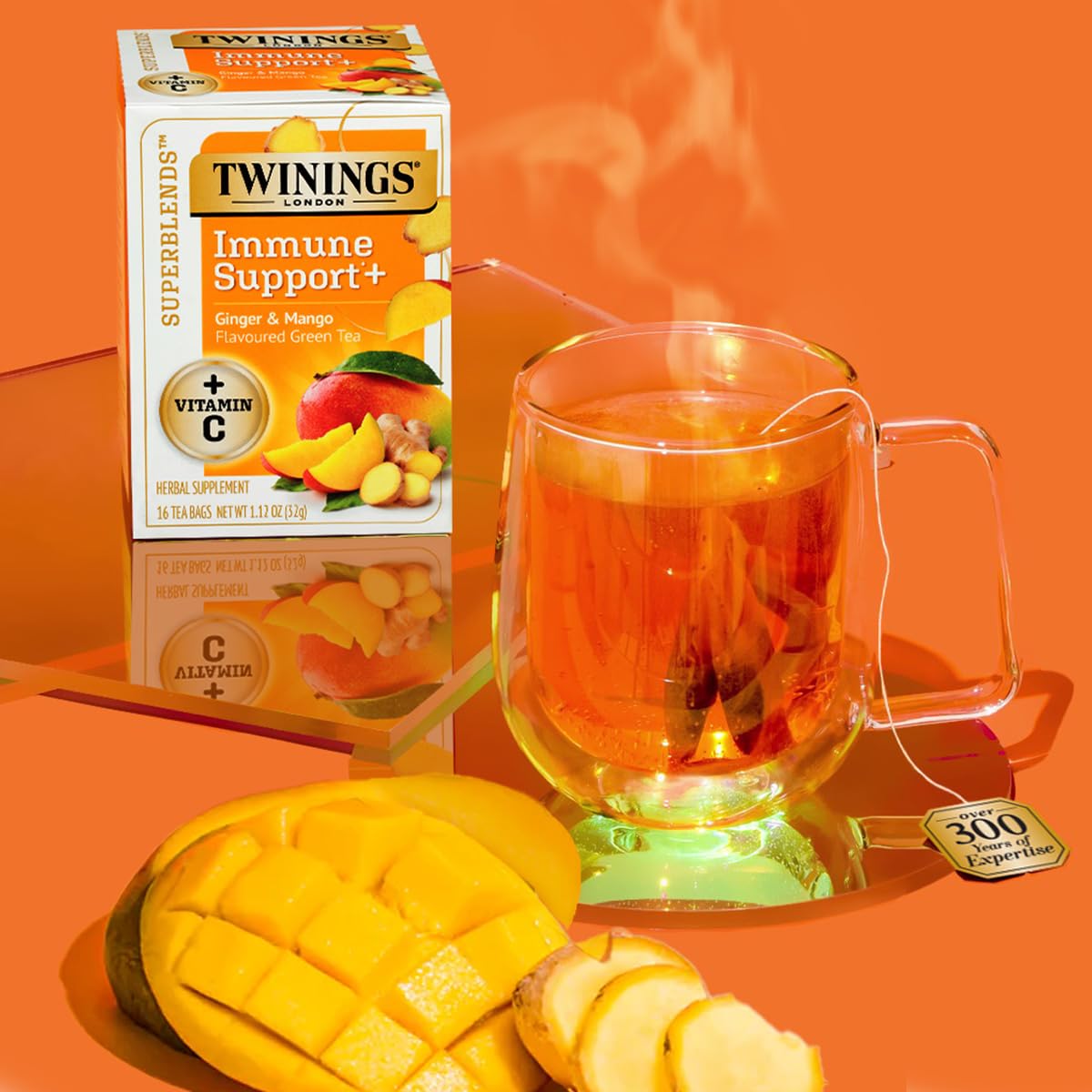 Twinings Superblends Sleep+ Herbal Tea with 1mg Melatonin Camomile, Cinnamon & Vanilla, Naturally Caffeine-Free, 16 Tea Bags (Pack of 1), Enjoy Hot or Iced