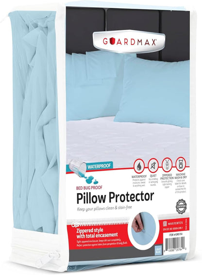 Guardmax Jersey Knitted Pillow Protector with Zipper Standard Size - 4 Pack -100% Waterproof, Bed Bug Proof, Dust Mite Proof, & Hypoallergenic Pillow Covers - Premium Zippered Pillow Cases. (20 X 26)
