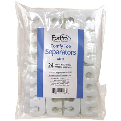 ForPro Professional Collection Comfy Toe Separators, White, Pedicure, 1" W x 3.5" L, 100-Pairs