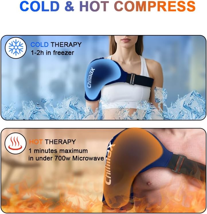 Shoulder Ice Pack Wrap for Rotator Cuff & Arm,Reusable Hot and Cold Therapy Compression Wrap and Shoulder Periarthritis Pain Relief, Fatigue Reduction,Post-Surgical Rehabilitation