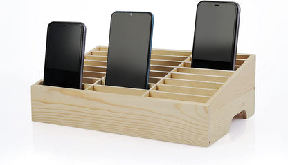 36-Grid Wooden Cell Phone Holder Desktop Organizer