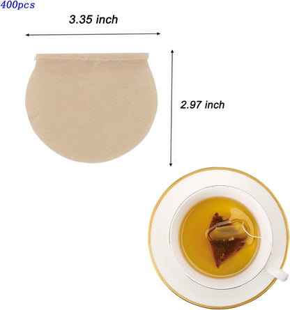 400pcs Tea Bags for Loose Leaf Tea Empty Tea Bags Loose Leaf, Disposable Round Natural Tea Filter Bags, Paper Drawstring Tea Bags Unbleached Tea Coffee Bags, Bath Spice Herbs Brewing Soup Bags