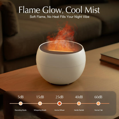 SALKING 2 Pack Flame Essential Oil Diffusers for Home, 150ml Fire Ultrasonic Diffusers for Essential Oils, Aromatherapy Diffuser with Auto-Off Function for Home, Office, Bedroom, Gift (White & Black)