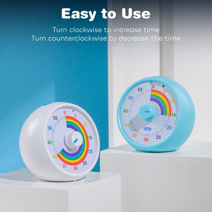 Visual Timer for Kids, 60-Minute Countdown Timer for Classroom Office Kitchen, Desk Timer Kids Time Management Tools with Silent Operation, Pomodoro Time Rainbow Pattern (Grass Green)