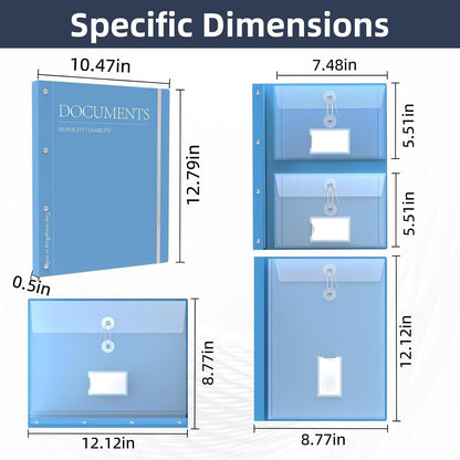 Important Document Organizer Binder, 12-Pocket Expanding File Folder for A4