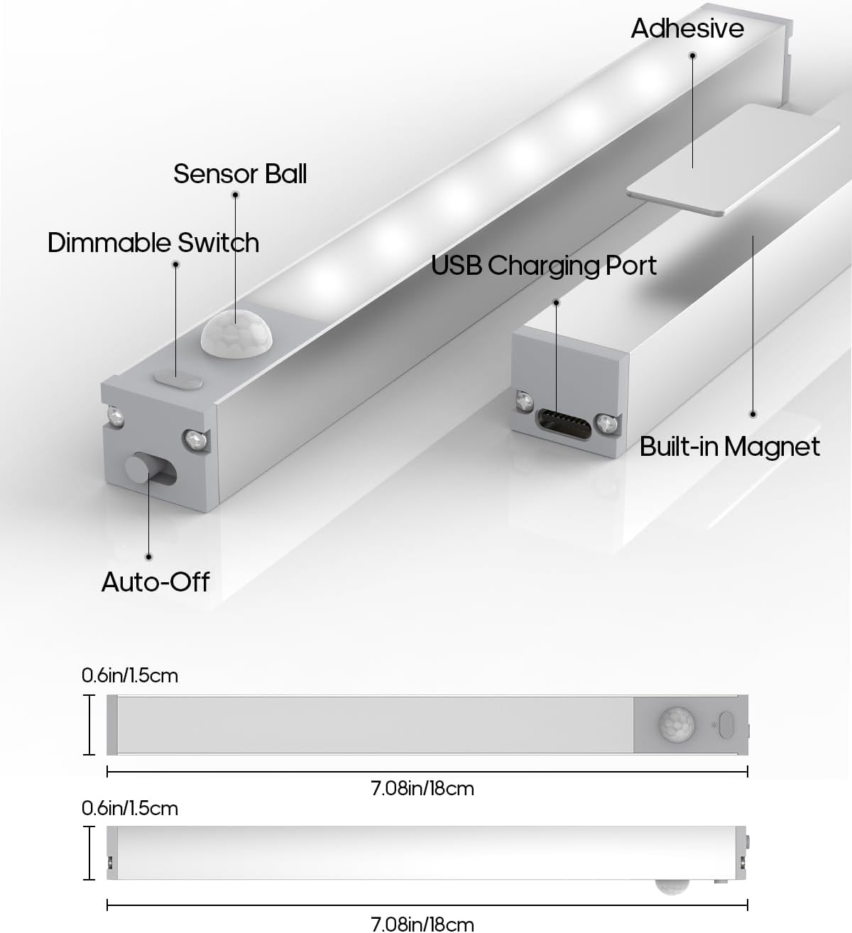 GOODEA 7" Under Cabinet Lighting with Charging Station