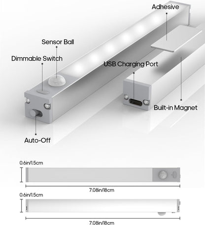 GOODEA 7" Under Cabinet Lighting with Charging Station