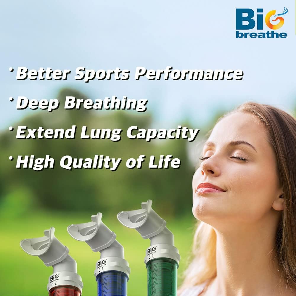 Bigbreathe IMT Low(Green) | Inspiratory Muscle Trainer for First-time Users, Breathing Exercise Device, Adjustable Resistance