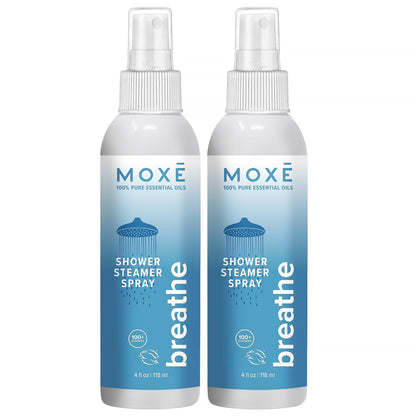 MOXĒ Eucalyptus Oil Shower Mist, Spa Steam Spray, Certified Natural 100% Essential Oils, Made in USA, Aromatherapy, Sinus Congestion Relief, Tension Relief, 4 Ounces