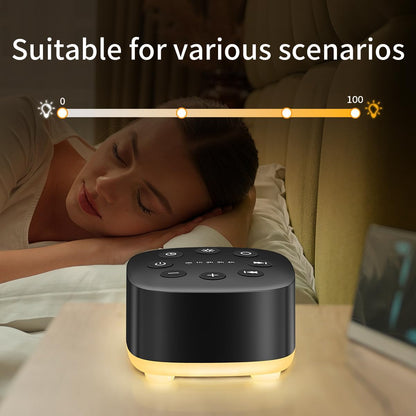 Meditation White Noise Sound Machine 30 Soothing Sounds with 32 Volume Control 12 Night Light 5 Timers Portable Sleep Machine for Travel Powered by AC or USB Sleep Therapy for Baby Kids Adults (Black)