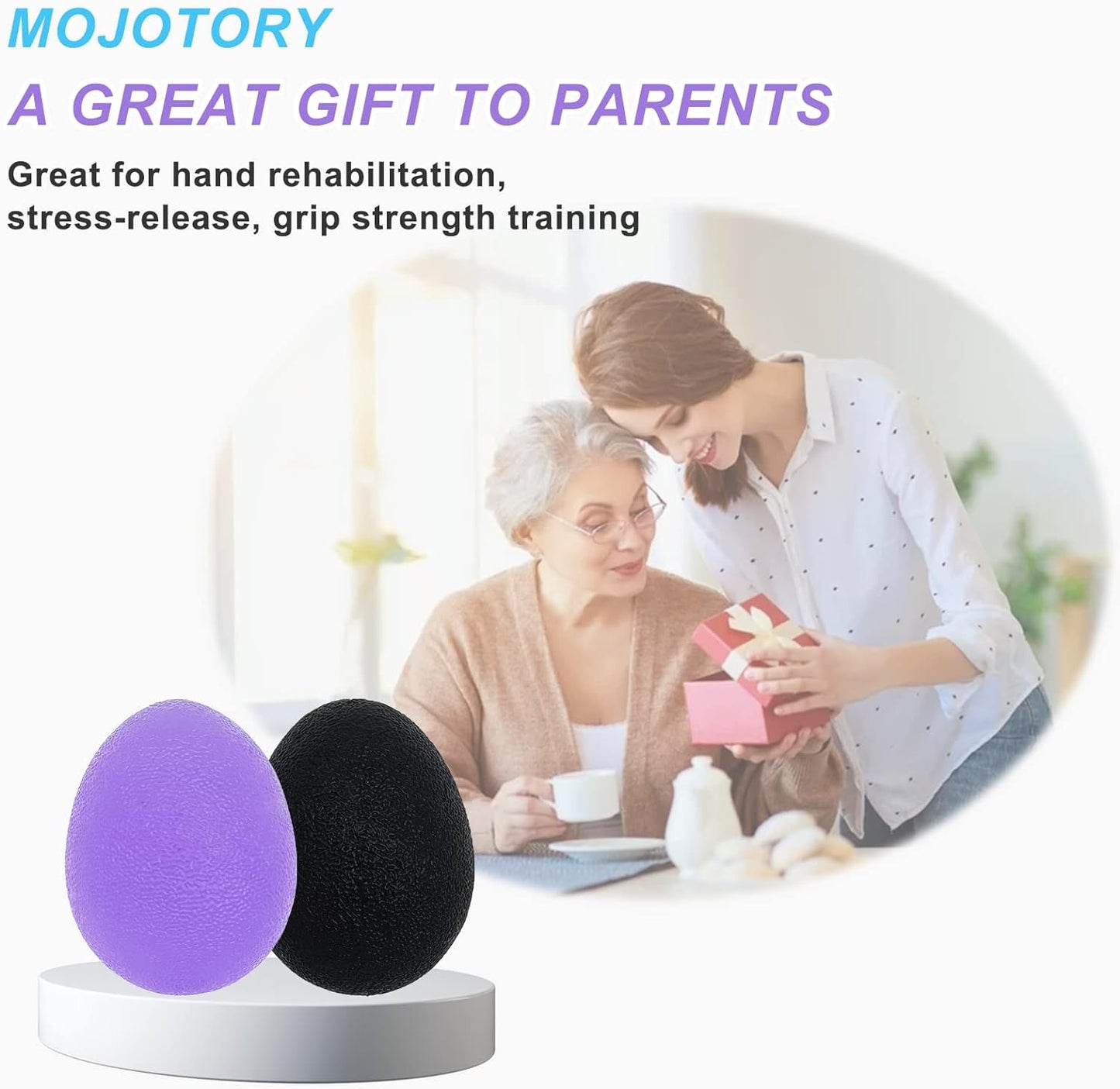 Stress Balls for Adults, Hand Exersicers for Strength, Squeeze Balls for Hand Therapy, Hand Exersice Balls for Hand, Finger and Wrist Training with Carrying Bag
