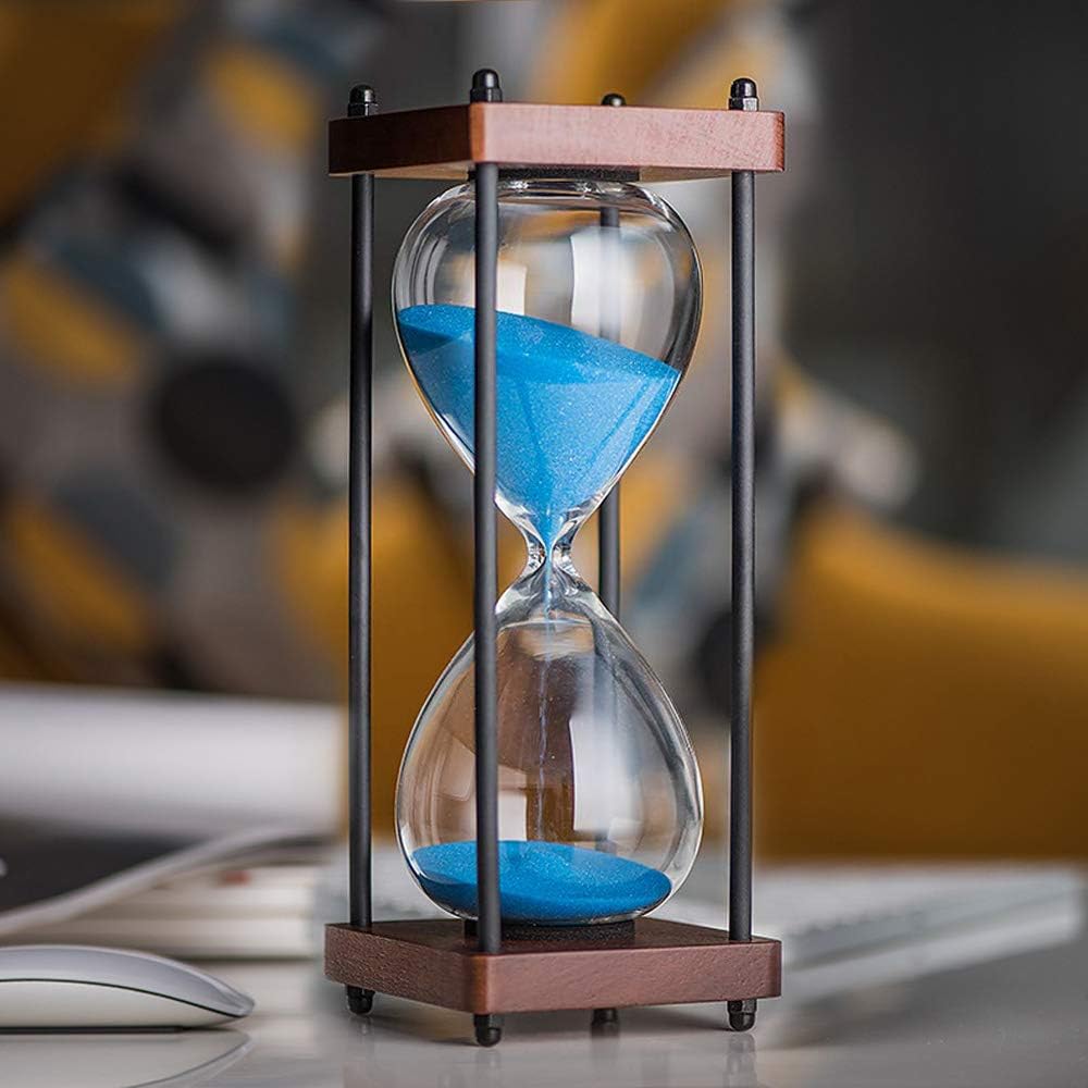 Large Hourglass Timer 60 Minute, Decorative Wooden Sandglass, Black