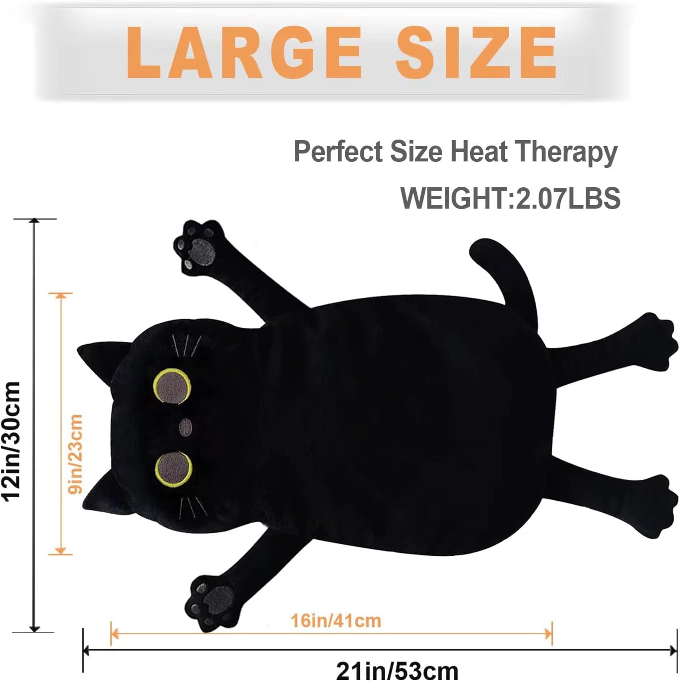 Microwave Heating Pad for Pain Relief, 17" x 9" Microwavable Heating Pads for Cramps, Back Pain, Neck Shoulder, Muscles, Knee, Joints, Natural Heat Pack Moist Heat, Black Cat