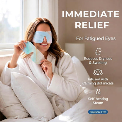 FACEMOON 30 Pack Self-Heating Steam Eye Masks for Dry Eyes: Moist Heat Warm Compress for Stye Fast Relief & Digital Eye Strain, Disposable Heated Eye Mask, No Microwave Needed, Unscented Travel Ready