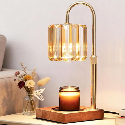 Yuichoy Candle Warmer Lamp with Timer, Dimmable Electric Candle Wamer Adjustable Height, Gifts for Women Mom, Glass Modern Candles Melter Lamp, Black