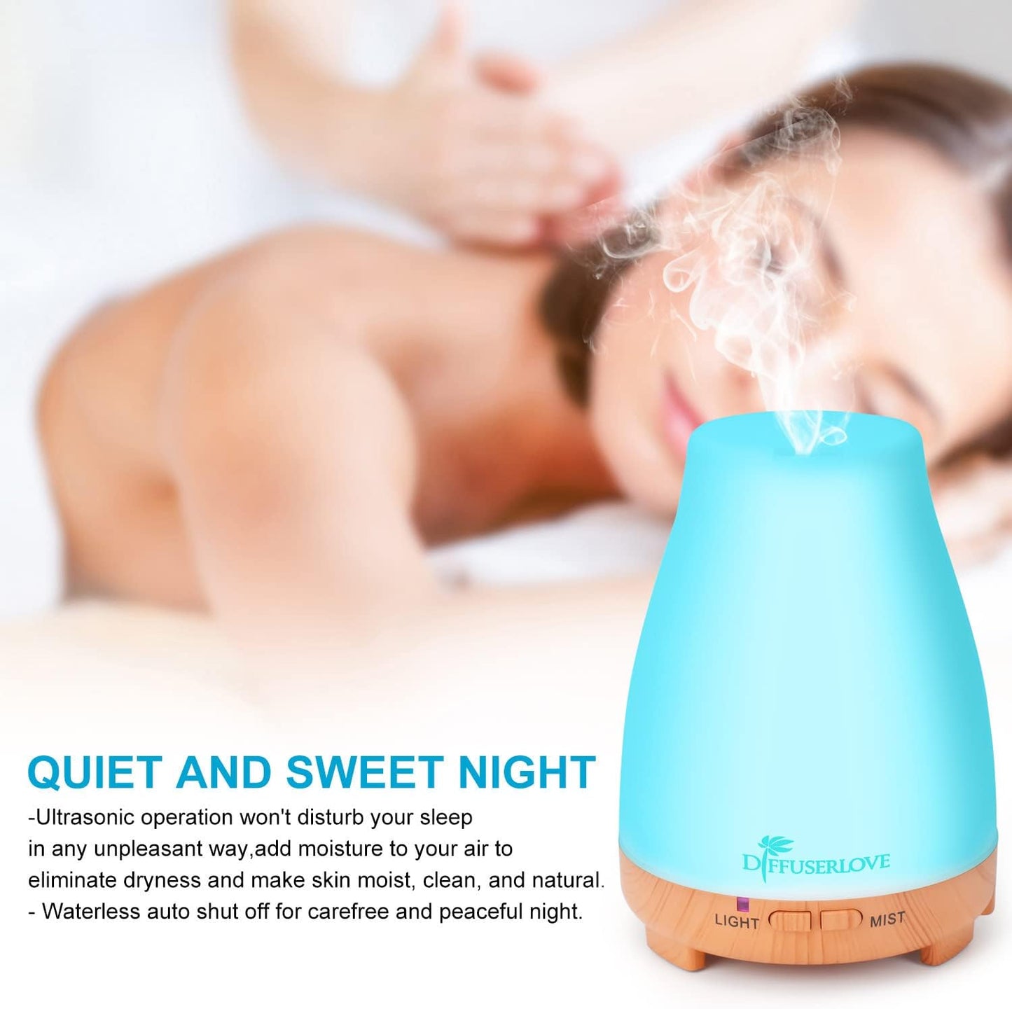 Diffuserlove Diffuser 2 Pack Essential Oil Diffuser 200ML Remote Control Ultrasonic Aromatherapy Diffuser Mist Humidifiers for Bedroom Office Yoga