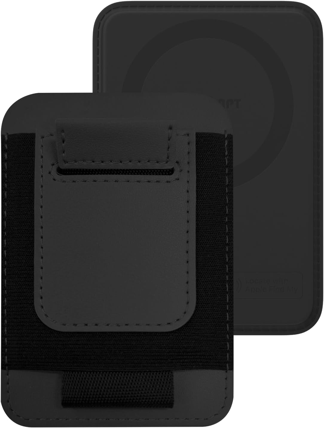 for MagSafe Wallet Works with Apple Find My, 5-Card RFID Holder with Pop-Up Strap, Strong Magnetic Wallet for iPhone 17/16/15/14/13/12 Pro Max Air Plus, Wireless Charging, Black