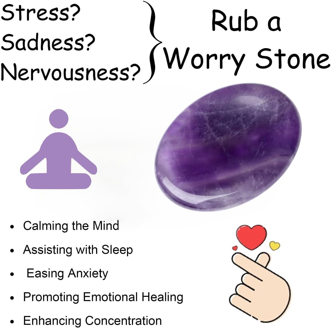 Worry Stone Crystals and Healing Stones Anxiety Fidgets Natural Meditation Accessories 7 Chakra Thumb Sensory Mental Health Depression Stress Anxiety Relief Items Mother's Day Gifts for Women