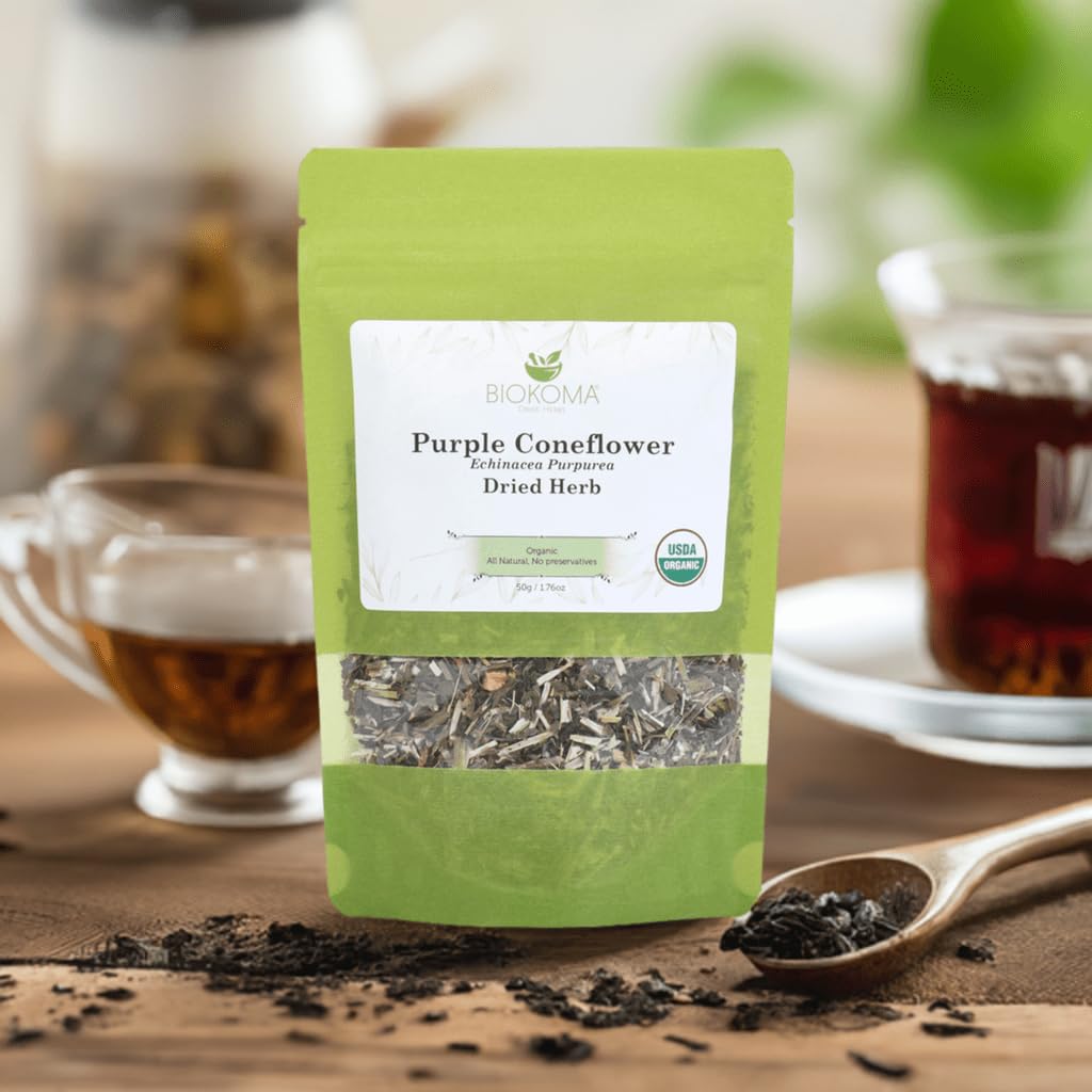 Biokoma Organic Purple Coneflower 1.76oz Echinacea Herb Tea Immune Support
